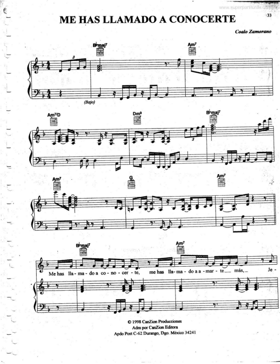 Partitura da música Me Has Llamado a Conocerte