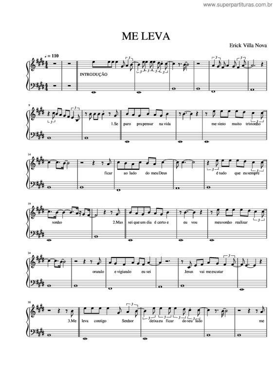 Partitura da música Me Leva – Erick Villa Nova v.2