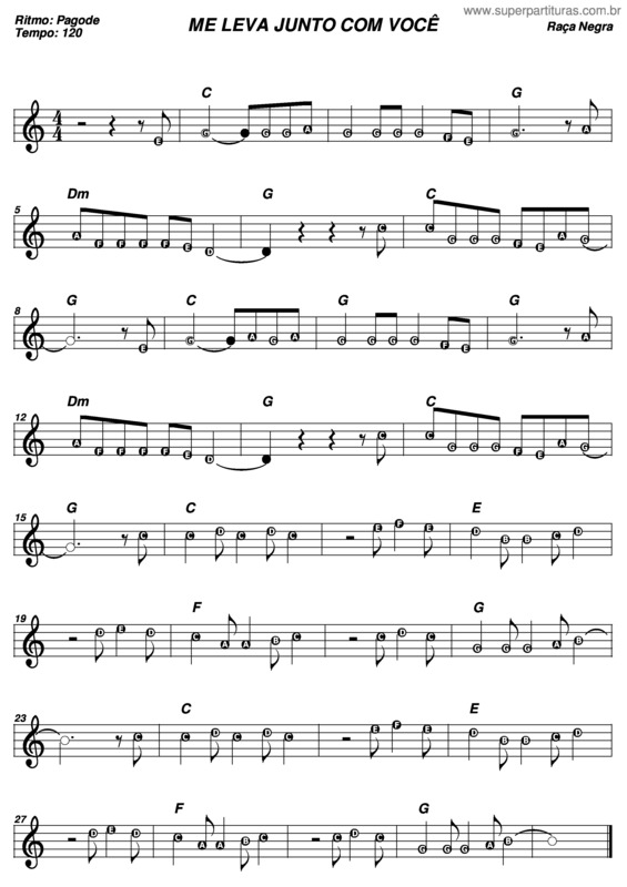 Partitura da música Me Leva Junto Com Você