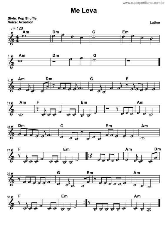 Partitura da música Me Leva v.3