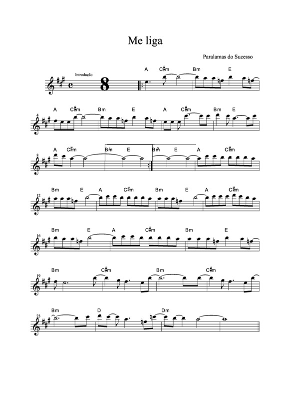 Partitura da música Me Liga v.2