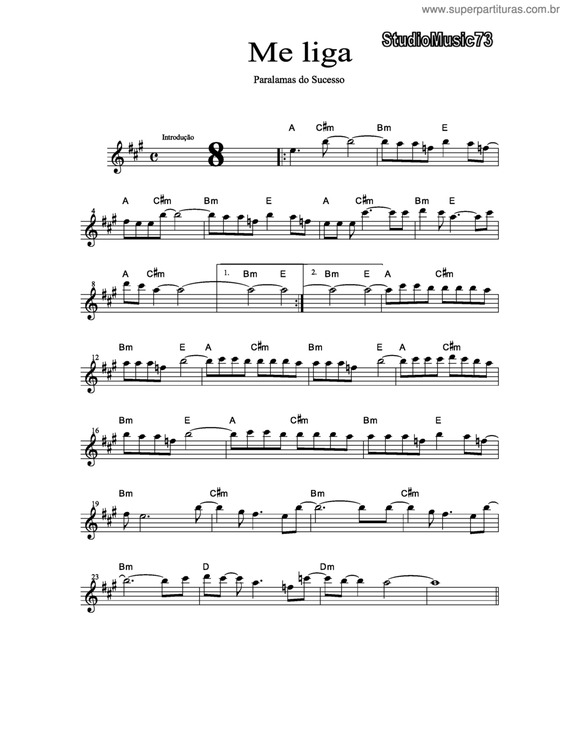 Partitura da música Me Liga