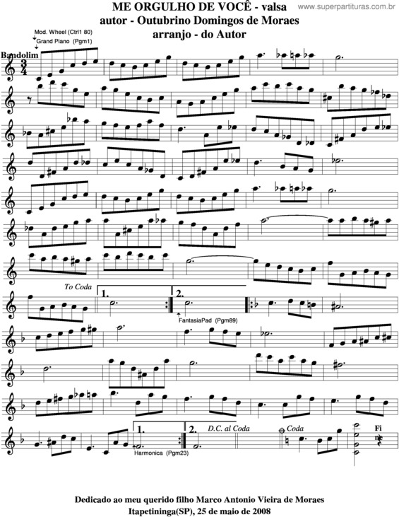 Partitura da música Me Orgulho De Você v.4