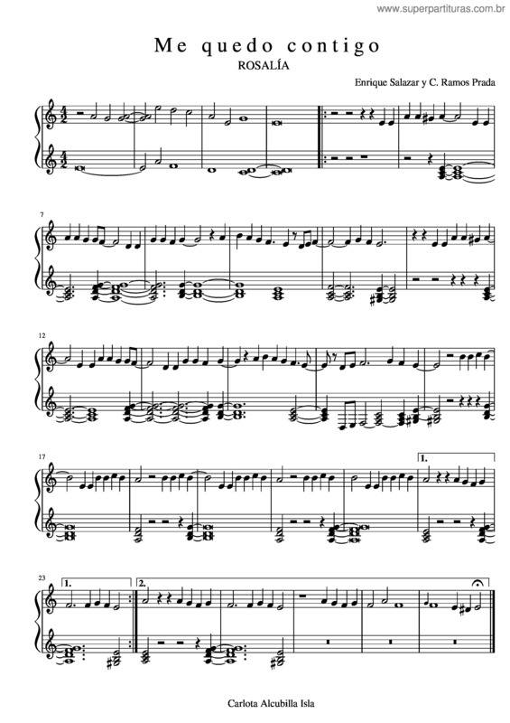 Partitura da música Me Quedo Contigo –  Rosalía