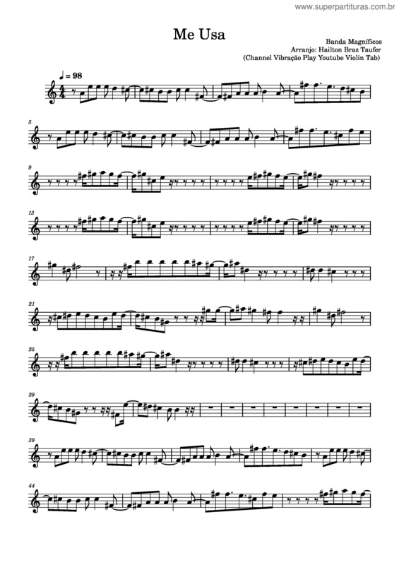 Partitura da música Me Usa – Banda Magníficos