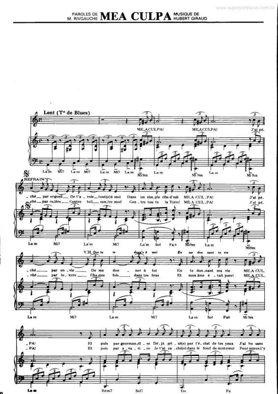 Partitura da música Mea Culpa v.2