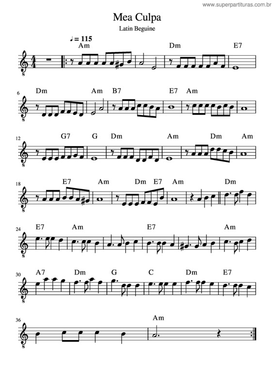 Partitura da música Mea Culpa v.3