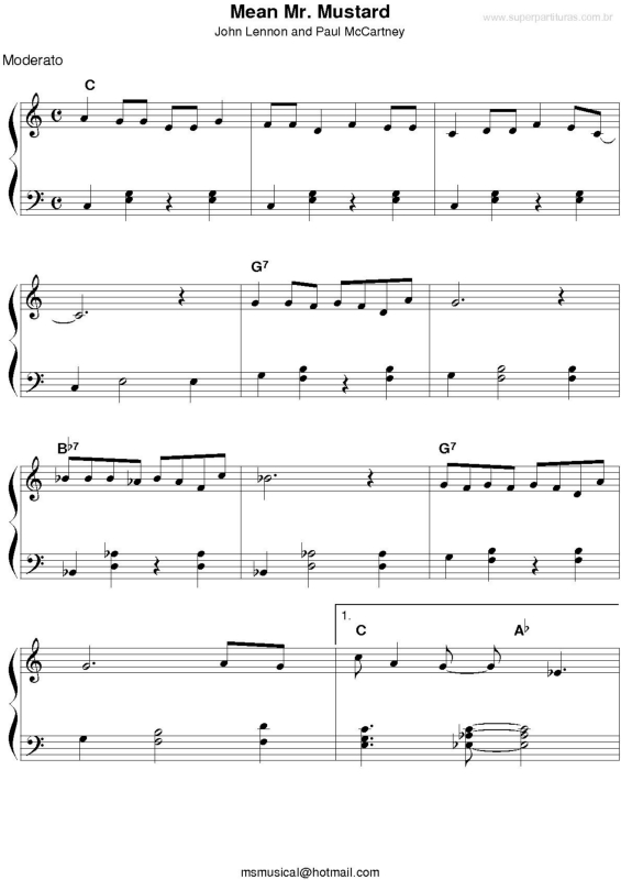 Partitura da música Mean Mr. Mustard