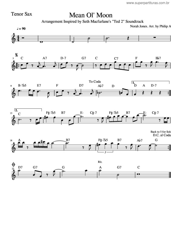 Partitura da música Mean Ol` Moon