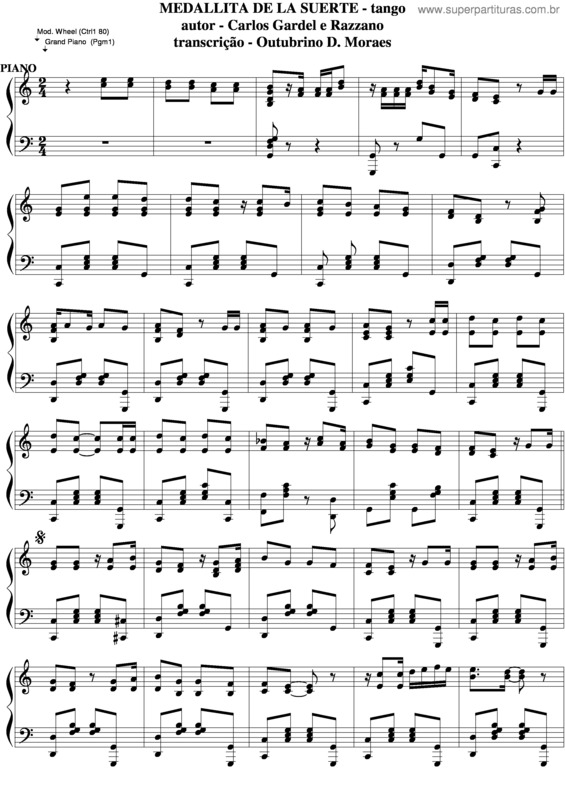 Partitura da música Medallita De La Suerte