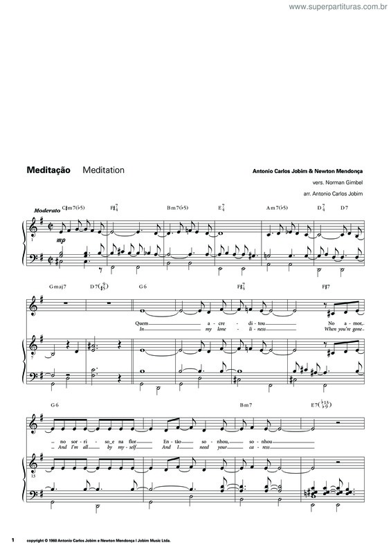 Partitura da música Meditação v.12