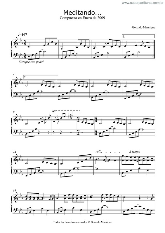 Partitura da música Meditação v.13