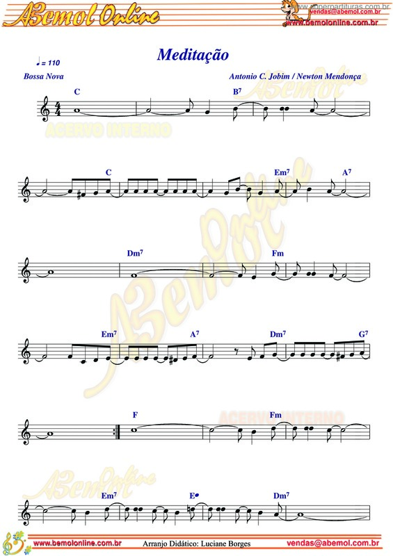 Partitura da música Meditação v.15