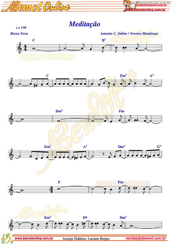 Partitura da música Meditação v.15