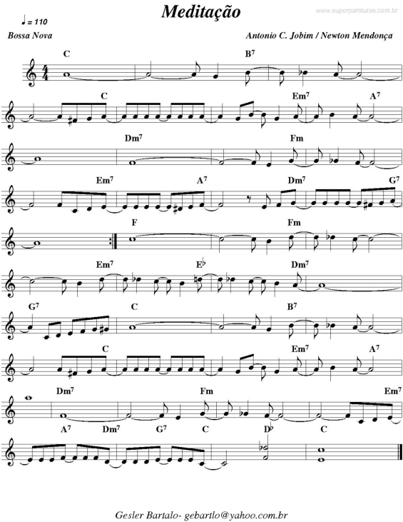 Partitura da música Meditação v.3