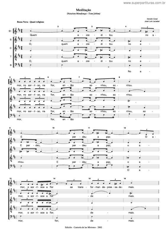 Partitura da música Meditação v.7