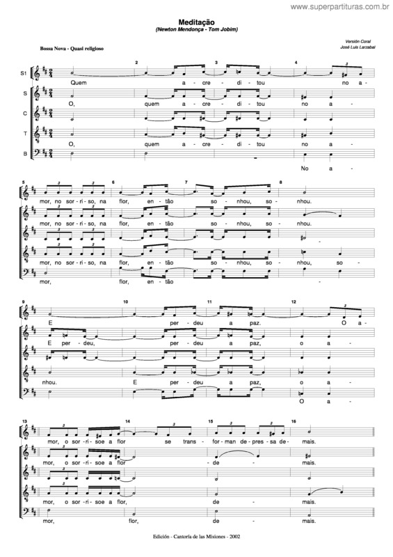 Partitura da música Meditação v.8