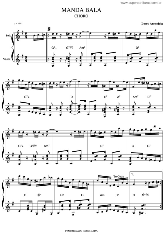 Partitura da música Meditando