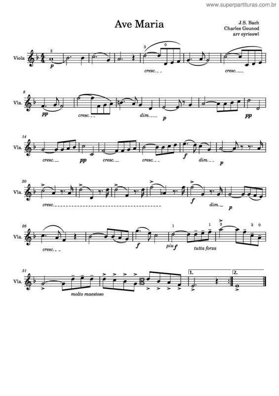 Partitura da música Méditation – Charles Gounod –