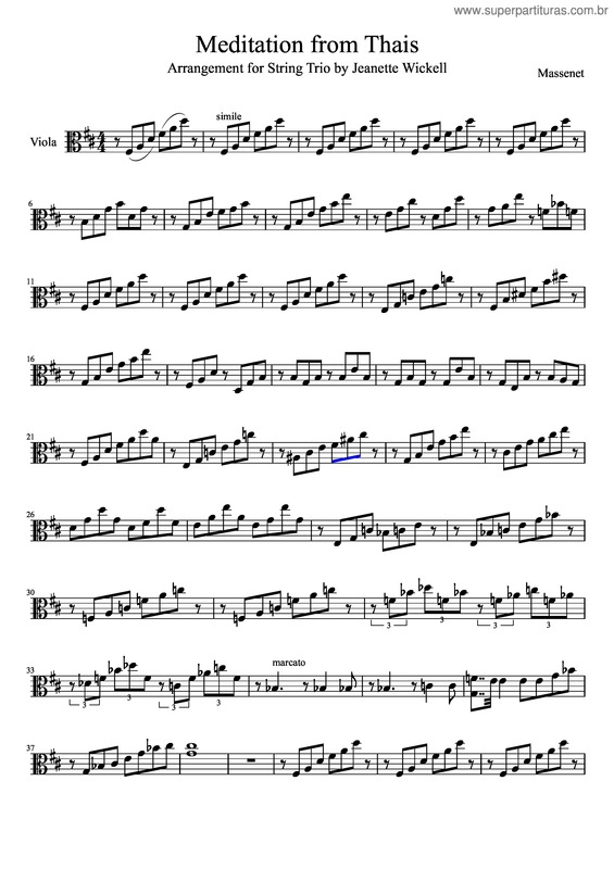 Partitura da música Meditation Viola