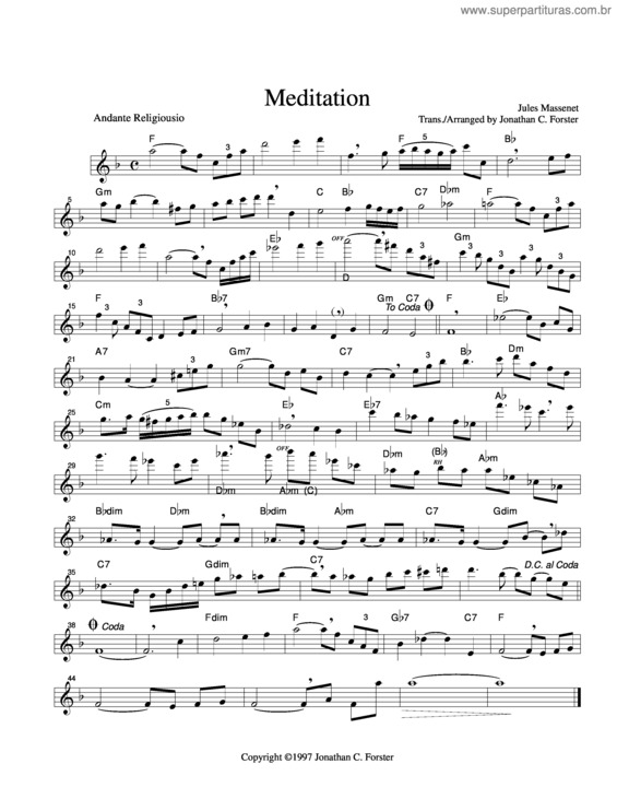 Partitura da música Meditation