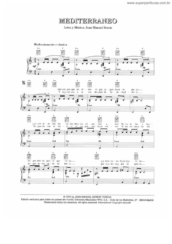 Partitura da música Mediterraneo v.3