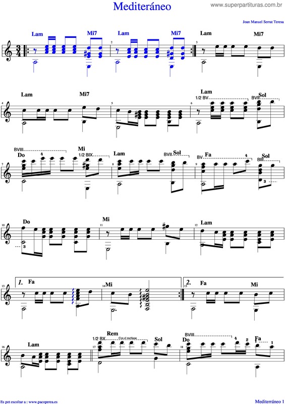 Partitura da música Mediterraneo v.4