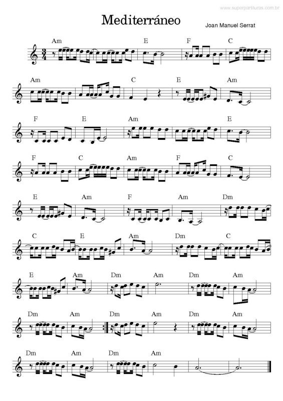 Partitura da música Mediterráneo