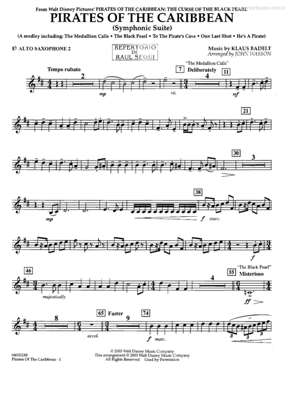 Partitura da música Medley - Suíte Sinfônica (Piratas do Caribe -Pirates of the Caribbean) v.15