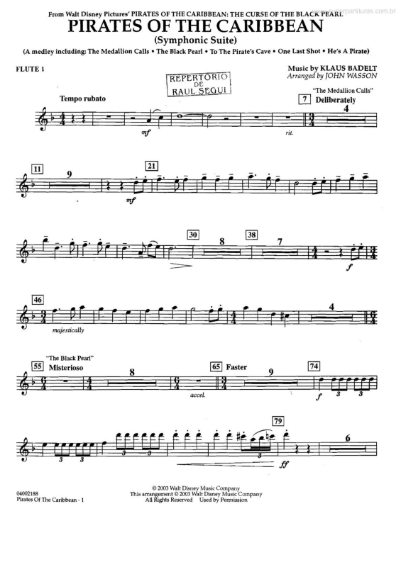Partitura da música Medley - Suíte Sinfônica (Piratas do Caribe -Pirates of the Caribbean) v.19