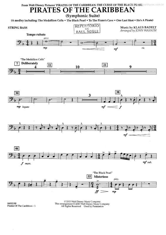 Partitura da música Medley - Suíte Sinfônica (Piratas do Caribe -Pirates of the Caribbean) v.26