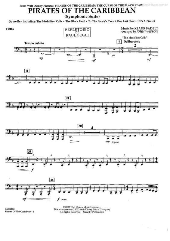 Partitura da música Medley - Suíte Sinfônica (Piratas do Caribe -Pirates of the Caribbean) v.31