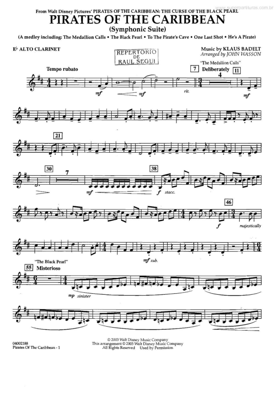 Partitura da música Medley - Suíte Sinfônica (Piratas do Caribe -Pirates of the Caribbean) v.5