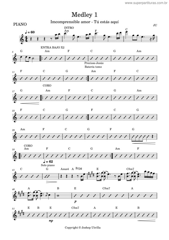 Partitura da música Medley 1 Día 1
