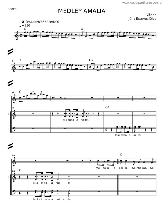 Partitura da música Medley Amália