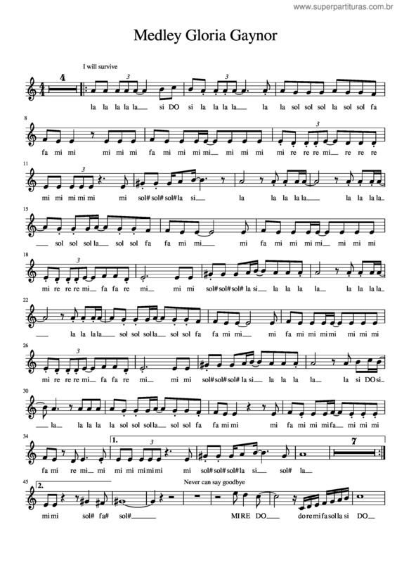 Partitura da música Medley Gloria Gaynor
