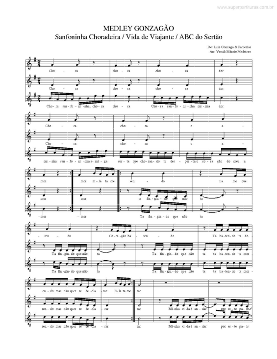 Partitura da música Medley Gonzagão (Sanfoninha Choradeira - Vida de Viajante - ABC do Sertão)