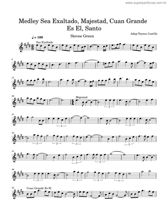 Partitura da música Medley Majestad, Cuan Grande Es El, Santo