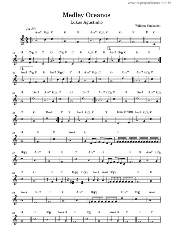 Partitura da música Medley Oceanos