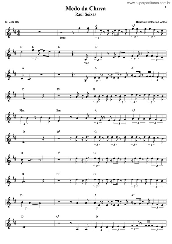 Partitura da música Medo Da Chuva