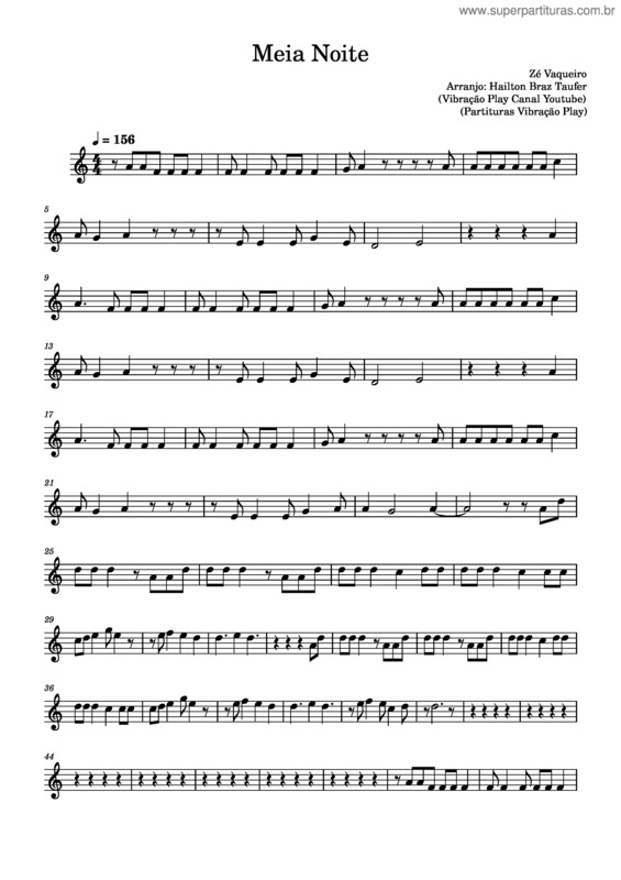 Partitura da música Meia Noite Zé Vaqueiro Para Violintab