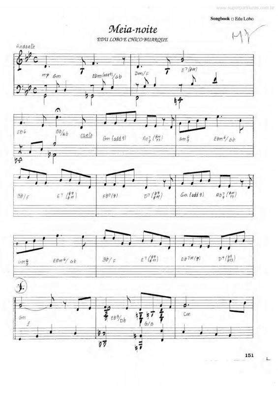 Partitura da música Meia-Noite