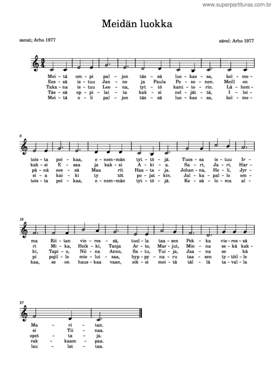 Partitura da música Meidaen Luokka