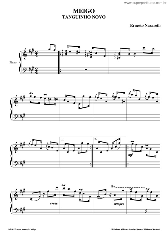 Partitura da música Meigo v.2
