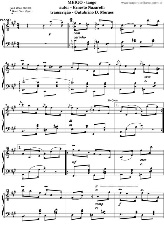 Partitura da música Meigo v.4