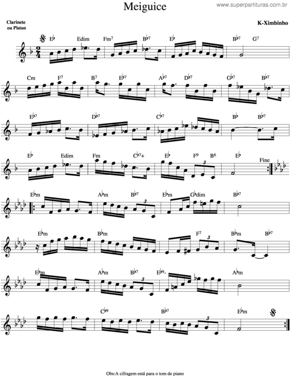 Partitura da música Meiguice v.3