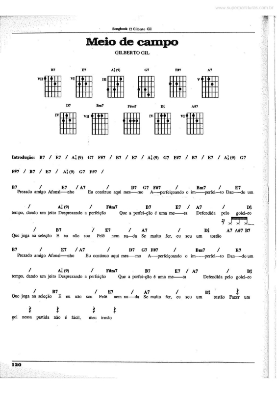 Partitura da música Meio de Campo