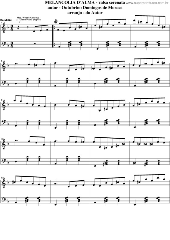 Partitura da música Melancolia D`Alma v.4