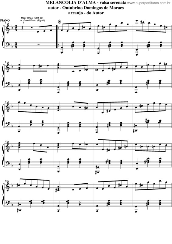 Partitura da música Melancolia D`Alma v.5