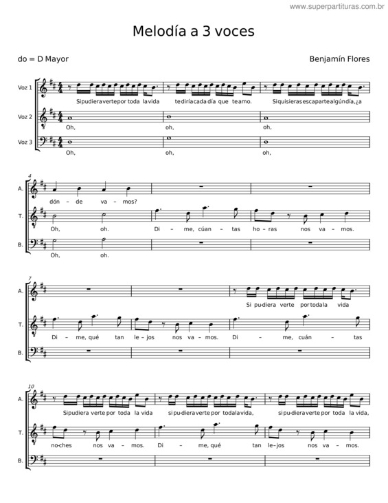 Partitura da música Melodía A 3 Voces